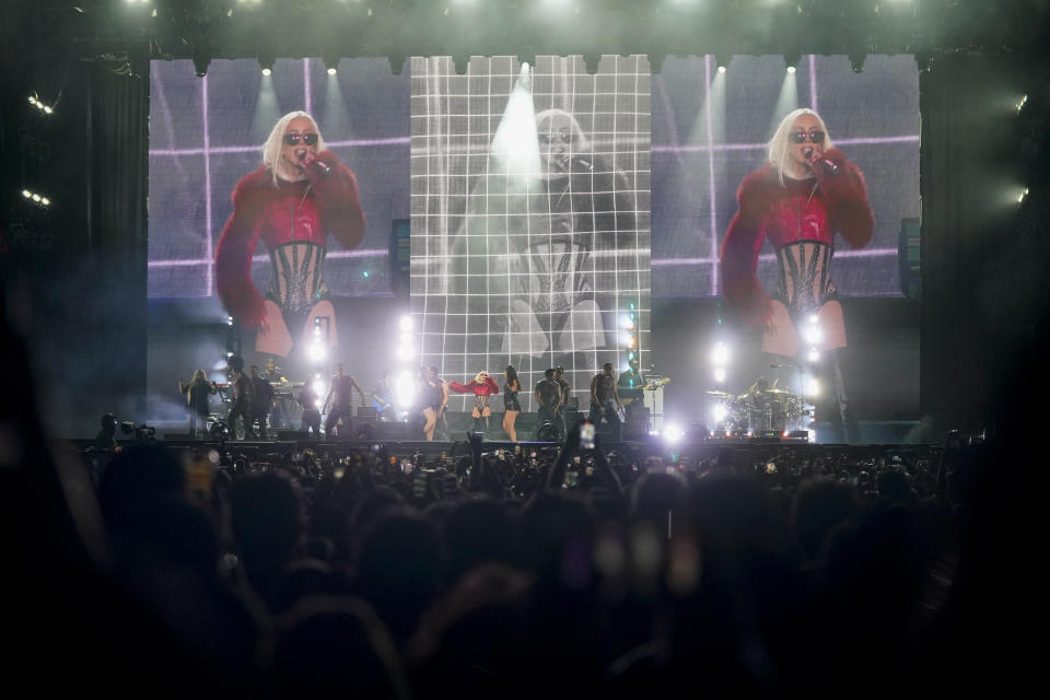 Christina Aguilera durante su concierto en el Festival Tecate Emblema en la Ciudad de México el sábado 18 de mayo de 2024. (Foto AP/Aurea Del Rosario)