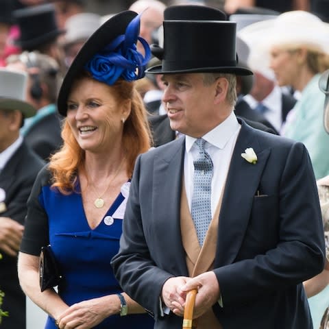 Sarah Ferguson and her ex-husband Prince Andrew, Duke of York attend day 4 of Royal Ascot at Ascot Racecourse on June 19, 2015 in Ascot, England - Credit: &nbsp;Samir Hussein/Wire Image