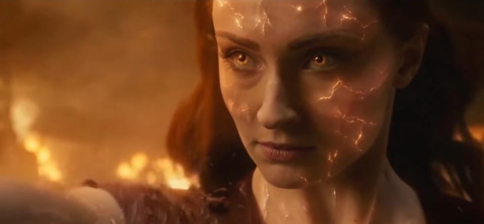 Jean Grey using her Phoenix powers in "Dark Phoenix"