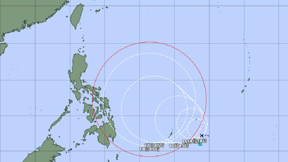 日本氣象廳預測路徑。（圖／翻攝自日本氣象廳）