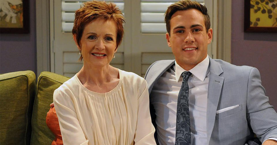 Neighbours stars Matty Wilson and Jackie Woodburne