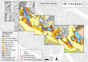 Figure 4 : Gayna River geological map.