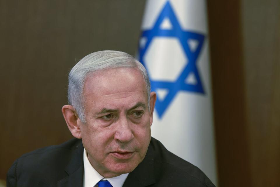 Israeli Prime Minister Benjamin Netanyahu chairs a cabinet meeting in Jerusalem, June 11, 2023. Menahem Kahana/AP