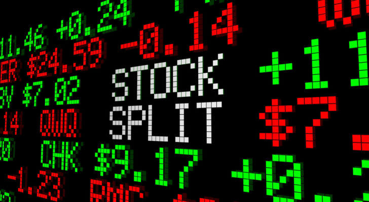 A digital image of a ticker tape reads "STOCK SPLIT." REDU Stock stock split.