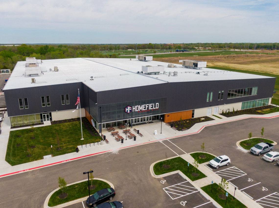 The multi-sport facility at Homefield Kansas City will offer 12 volleyball courts that convert to 10 basketball courts, a parent’s lounge, food vendors, and a physical therapy center.