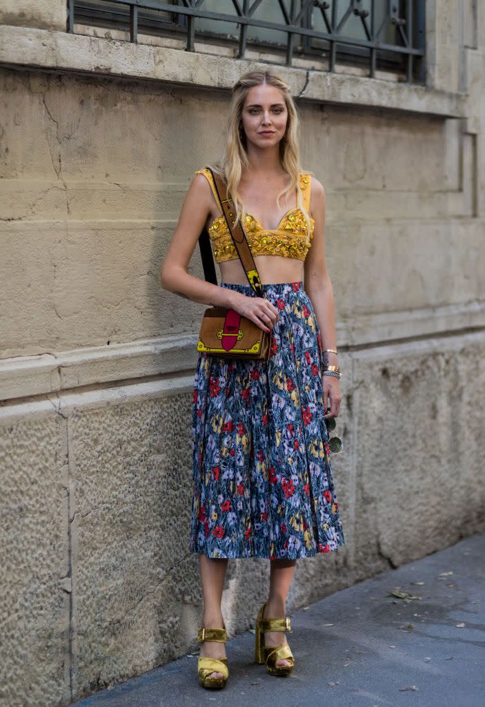 25) Boho Floral Midi Skirt with Bralette