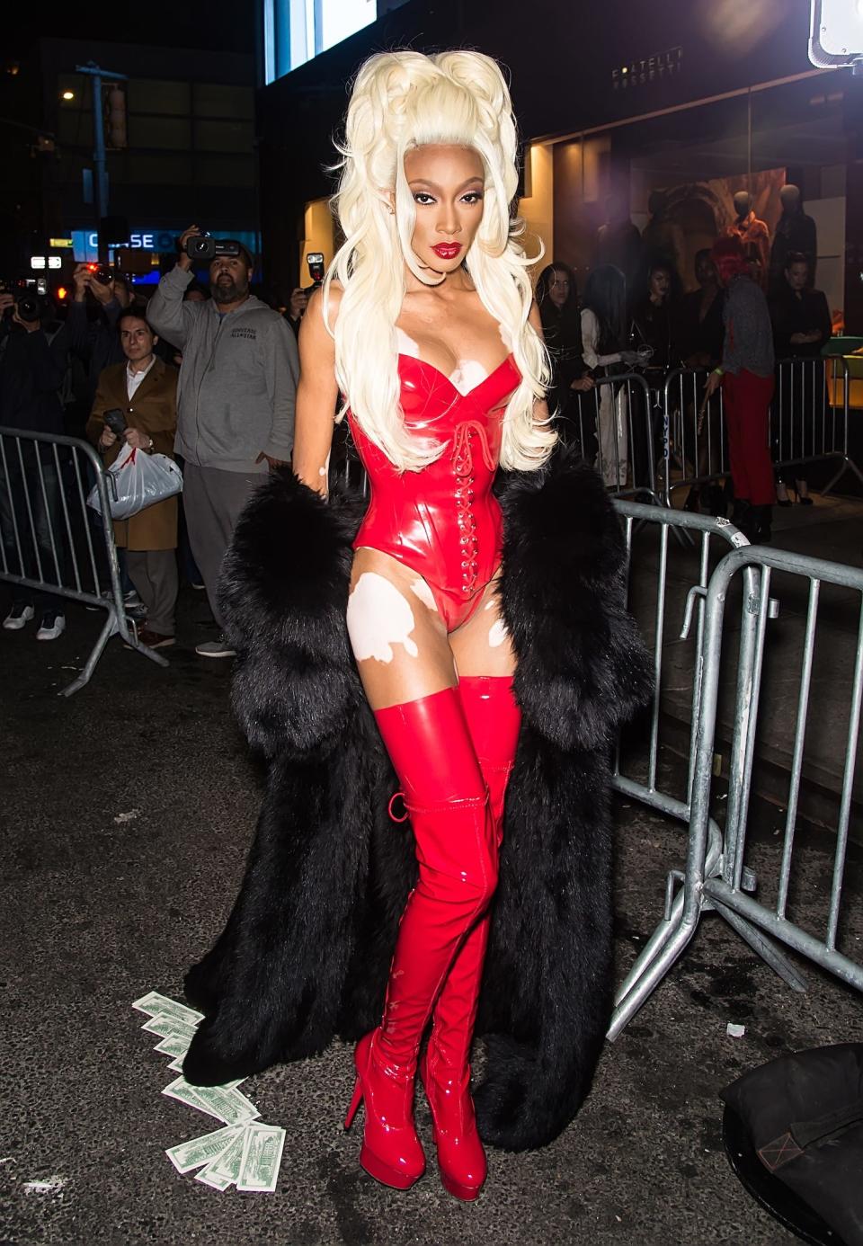 Winnie Harlow dressed as RuPaul for Halloween in 2018.