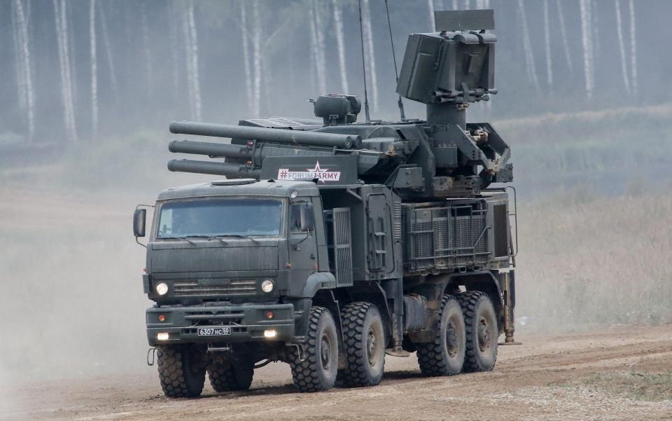 A Pantsir surface-to-air missile and anti-aircraft artillery weapon system during a live fire demonstration at the Russian Army-2017 International Military-Technical Forum, at the Patriot military park outside Moscow. Aug 23, 2017 - Anton Novoderezhkin/TASS