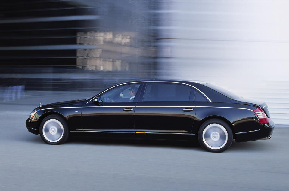 <p>The Maybach name has been synonymous with luxury cars since 1909 and since 1960 it’s been part of the Mercedes-Benz family. For 2002, the Maybach 62 was launched on the <strong>Queen Elizabeth 2</strong> to conjure up the right atmosphere of luxury and relaxed cruising. That was guaranteed thanks to a <strong>6165mm</strong> (243in) overall length and seating deliberately limited to just two seats in the back. This was very much a car for the <strong>super-rich</strong> rather than the private hire trade.</p><p>Performance was also aimed at those who regard time as money as the 62 could waft from 0-62mph in 5.2 seconds thanks to a twin-turbo 5.5-litre V12 engine producing <strong>605bhp</strong>. Even so, the 62 was a slow seller and the shorter wheelbase 57 did little to retrieve the situation in the face of a global recession. Production halted for these Maybach models in 2012 with around 3000 sold. Find one today and you’ll pay from £60,000 and $100,000in the US for a 62.</p>