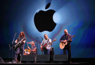 SAN FRANCISCO, CA - SEPTEMBER 12: The Foo Fighters perform during an Apple special event at the Yerba Buena Center for the Arts on September 12, 2012 in San Francisco, California. Apple announced the iPhone 5, the latest version of the popular smart phone. (Photo by Justin Sullivan/Getty Images)