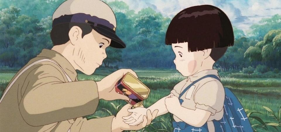 An animated man holds an animated child's palm open and pours food into it