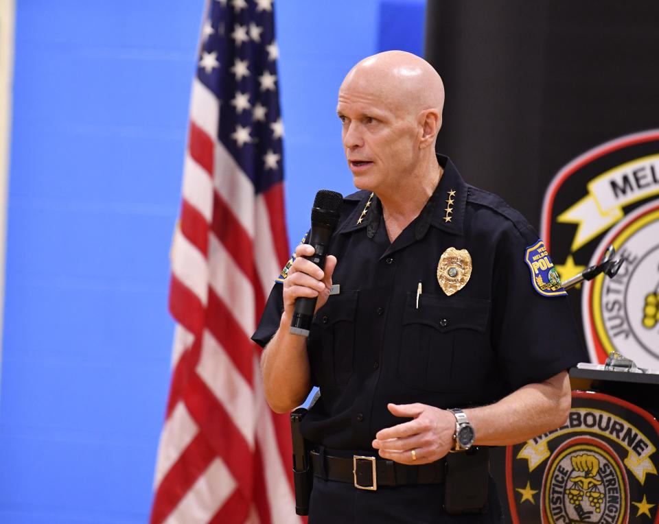 West Melbourne Police Chief Richard Wiley speaks during a June 2020 Melbourne Police Community Relations Council community dialogue event at the Grant Street Community Center.