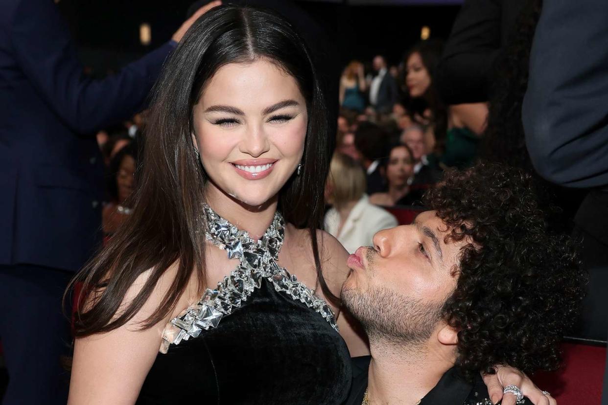 <p>Danny Moloshok/Invision for the Television Academy/AP Content Services</p> Selena Gomez (left) and Benny Blanco at the 2024 Emmys