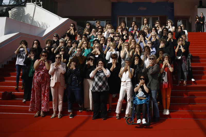 The 77th Cannes Film Festival - Group photo against violence towards women