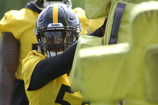 Steelers LB Devin Bush rocking his helmet. Getting it right. #steelernation  #Steelersfans #SteelersNation #blackandgold #BlackandYellow