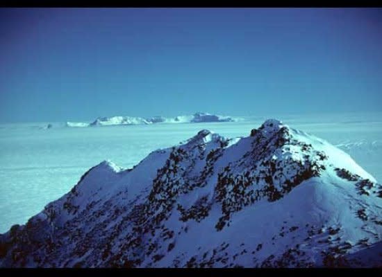 Mt. Howe, 25 miles distant, the southernmost outcrop of rock on Earth, as viewed from the summit of Mt. Early.