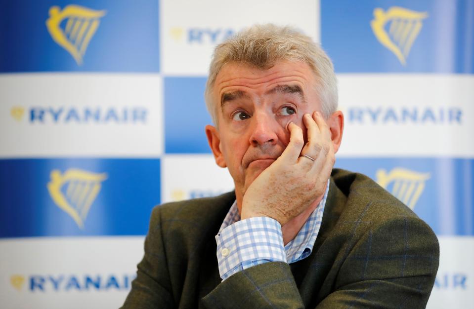 Ryanair CEO Michael O'Leary attends a press conference in London on September 12, 2018. - Ryanair will not "roll over" in the face of strikes by pilots and cabin crew, the Irish airline's boss Michael O'Leary said Wednesday amid a German walkout he called  "unsuccessful". O'Leary was answering questions at a London press conference as Ryanair staff in Germany disrupted travel for thousands of passengers. (Photo by Tolga AKMEN / AFP)        (Photo credit should read TOLGA AKMEN/AFP/Getty Images)