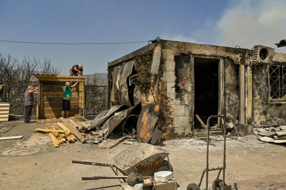 A destroyed house after wildfire in Mandra near Athens (Getty Images)