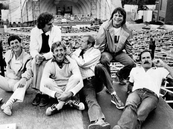 Monty Python members Michael Palin, Terry Jones, Eric Idle, Graham Chapman, Terry Gilliam and John Cleese in 1982 (Getty)