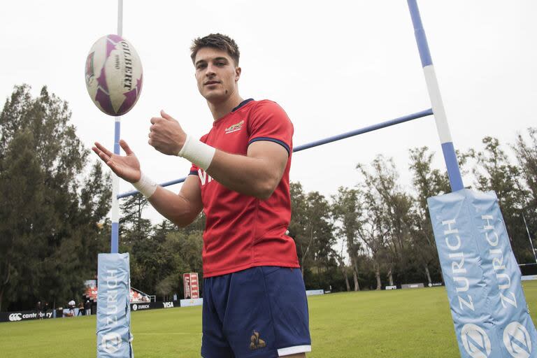 Matteo Graziano en Casa Pumas, donde suele prepararse el seleccionado argentino de seven; el equipo nacional tratará en el torneo de Madrid de ser por primera vez campeón del Circuito Mundial.