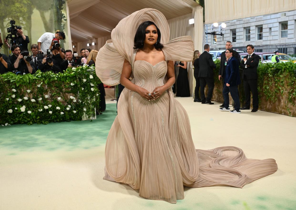 Mindy Kaling arrives for the 2024 Met Gala at the Metropolitan Museum of Art on Monday in New York.