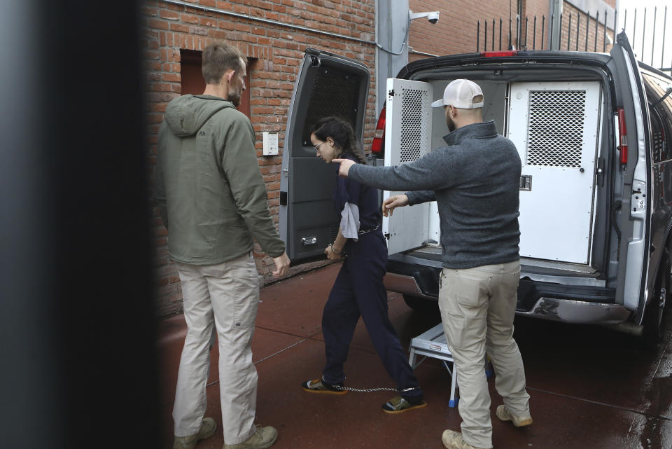 Donnae Barlow arrives at the federal courthouse in Flagstaff, Ariz., on Wednesday, Dec. 7, 2022. Barlow and two other women from a polygamous sect near the Arizona-Utah border are charged with kidnapping and impeding a foreseeable prosecution. (AP Photo/Jake Bacon)