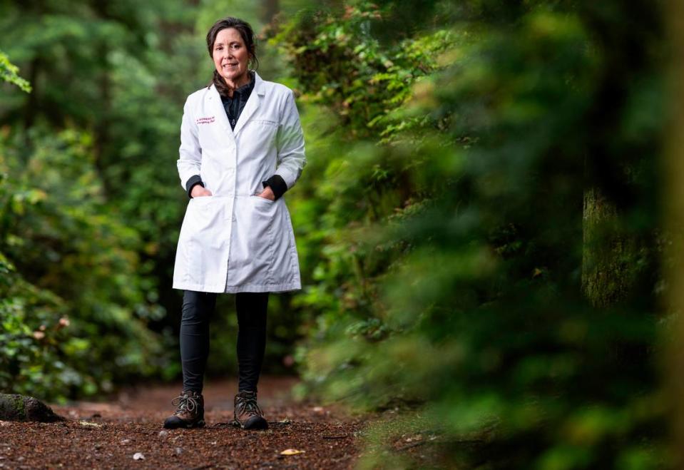 Dr. Ann Bowers, who recently won a prestigious award known as the “Triple Crown” of wilderness medicine, poses for a portrait in McCormick Forest Park, on Tuesday, June 4, 2024, in Gig Harbor.
