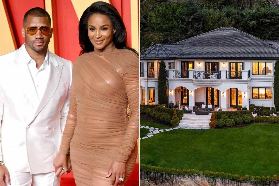 <p>Karwai Tang/WireImage; Andrew Webb | Clarity NW Photography</p> Ciara and Russell Wilson (left) and their Washington home (right) 