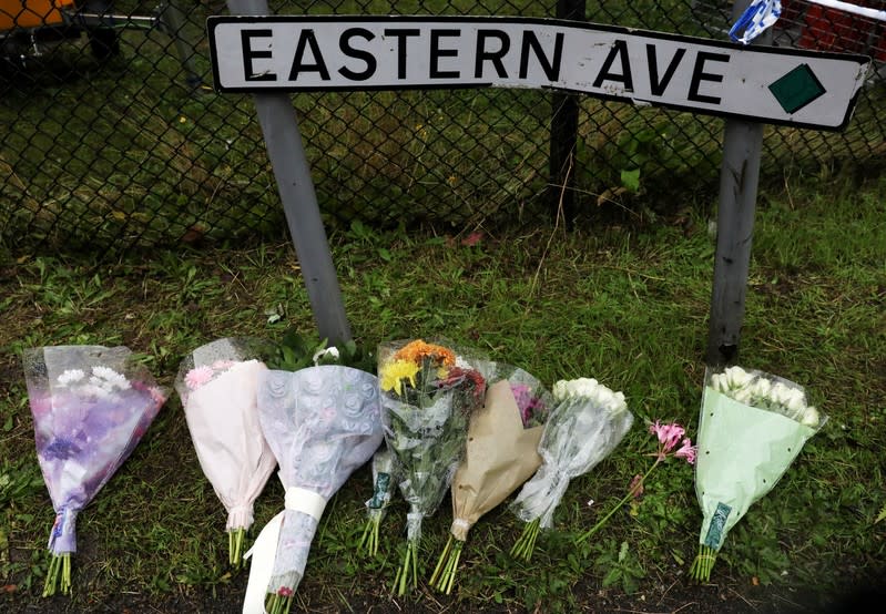 The scene where bodies were discovered in a lorry container, in Grays