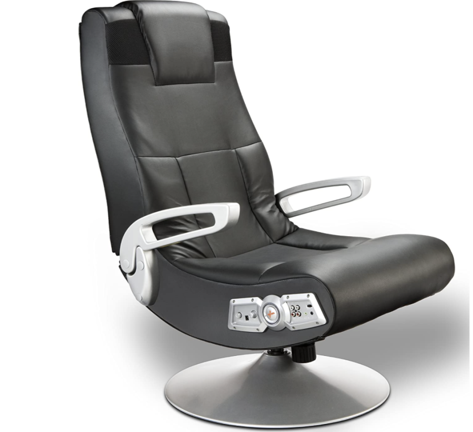 X Rocker SE 2.1 Black Leather Video Gaming Chair for Gamers with Pedestal Base, Armrest, and Headrest, S$334.13. PHOTO: Amazon