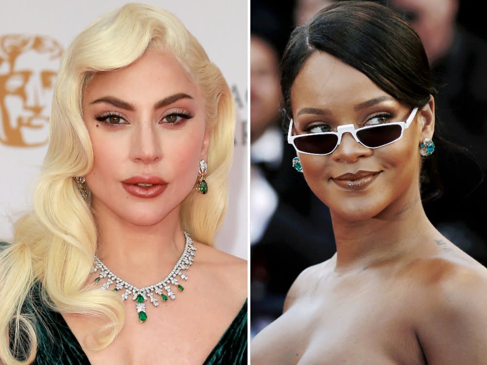 Lady Gaga (l.) und Rihanna sind beide in derselben Kategorie für einen Oscar nominiert. (Bild: Cubankite/Shutterstock.com / Andrea Raffin/Shutterstock.com)