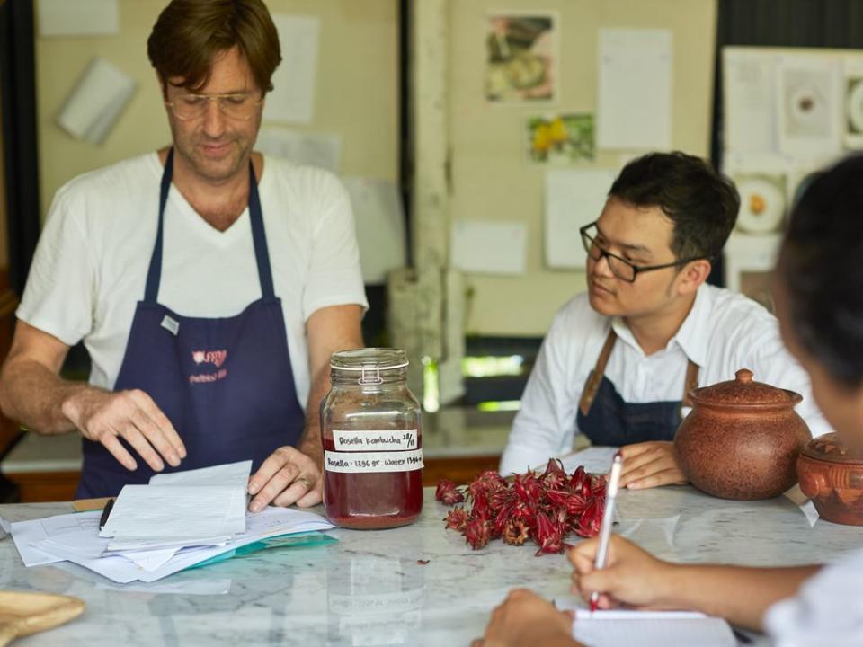 On Tuesday, the award-winning pastry chef reopens his avant-garde dessert paradise, taking cues from Bali's local floral.