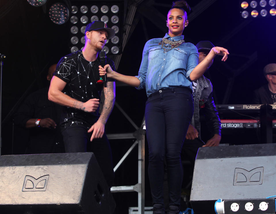 Alesha Dixon performs on stage for this year's National Poppy Appeal Launch in Trafalgar Square, central London, UK, Wednesday, Oct. 24, 2012,  ahead of Remembrance Day on the second Sunday of November. (Photo by Joel Ryan/Invision/AP)