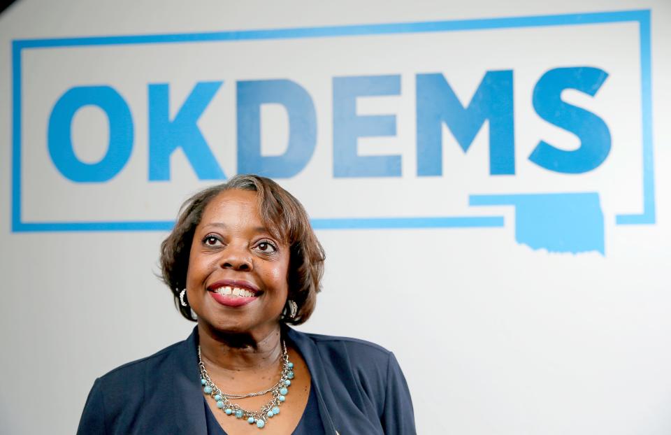 Alicia Andrews, chairwoman of the Oklahoma Democrats, poses June 28 for a photograph in Oklahoma City.