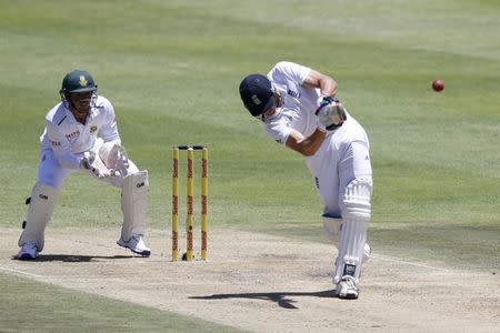 England's Nick Compton plays a shot during the second cricket test match against South Africa in Cape Town, South Africa, January 2, 2016. REUTERS/Mike Hutchings Picture Supplied by Action Images