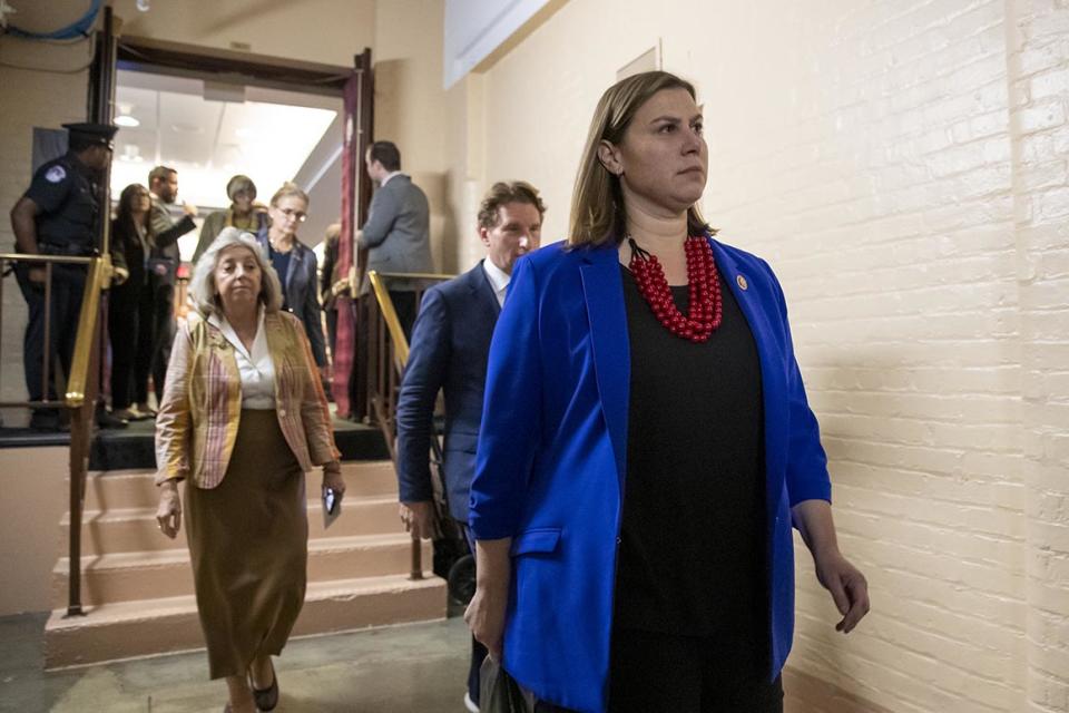 Rep. Elissa Slotkin leaves a House Democratic Caucus meeting Tuesday.
