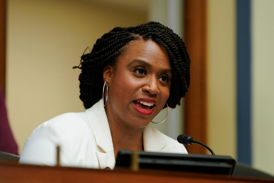 Rep. Ayanna Pressley (D-MA), speaks during a hearing of the Civil Rights and Civil Liberties Subcommittee during a hearing on "Confronting White Supremacy (Part I): The Consequences of Inaction" on Capitol Hill in Washington, U.S., May 15, 2019.      REUTERS/Joshua Roberts