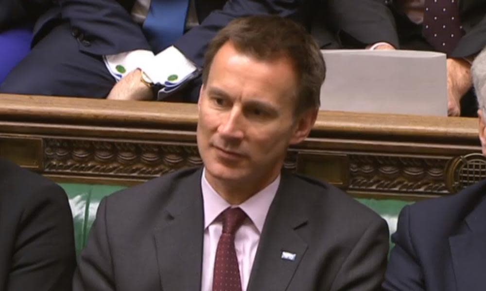 Health secretary Jeremy Hunt in the House of Commons