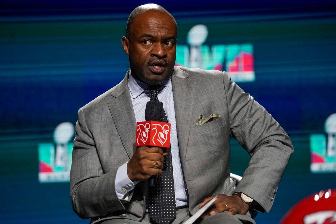 NFLPA Executive Director DeMaurice Smith speaks during a news conference ahead of the Super Bowl 57 NFL football game, Wednesday, Feb. 8, 2023, in Phoenix. The Kansas City Chiefs will play the Philadelphia Eagles on Sunday. (AP Photo/Mike Stewart)
