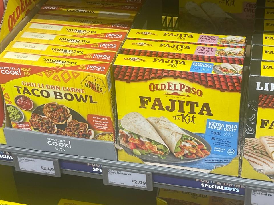 mexican inspired meal kits on the shelves at aldi