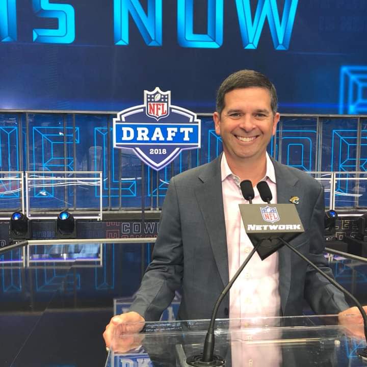 Larry Wilson poses at the podium of the 2018 NFL Draft. The Memphis native and sports/entertainment executive died Nov. 14 at age 52.