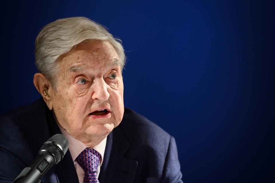 Hungarian-born US investor and philanthropist George Soros delivers a speech on the sideline of the World Economic Forum (WEF) annual meeting, on January 24, 2019 in Davos, eastern Switzerland. - Billionaire investor George Soros said, on January 24, 2019 that Chinese President Xi Jinping was 'the most dangerous enemy' of free societies for presiding over a high-tech surveillance regime. (Photo by Fabrice COFFRINI / AFP)        (Photo credit should read FABRICE COFFRINI/AFP/Getty Images)