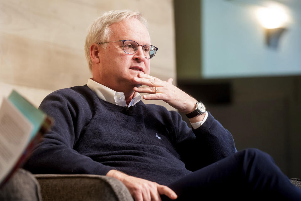 CORRECTS TITLE TO TIKTOK AND BYTEDANCE’S GENERAL COUNSEL- Erich Andersen, general counsel for TikTok and ByteDance, speaks at the Verify cybersecurity conference on Friday, March 31, 2023, in Sausalito, Calif. (AP Photo/Noah Berger)