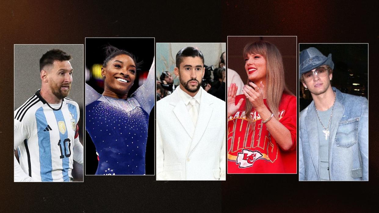 lionel messi, simone biles, bad bunny, taylor swift, justin timberlake