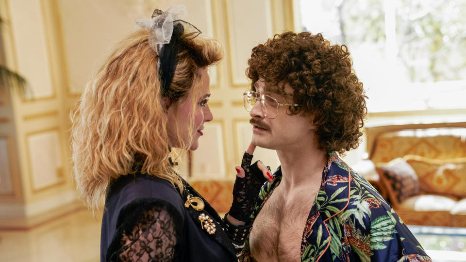 Weird imagines a sexual relationship between Madonna (Evan Rachel Wood) and Yankovic (Daniel Radcliffe). (Roku)