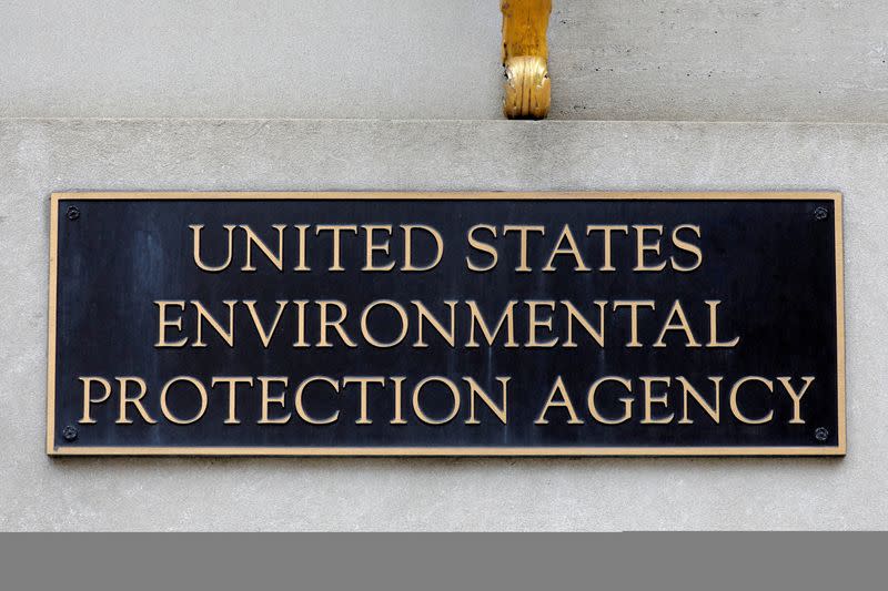 FILE PHOTO: Signage is seen at the headquarters of the United States Environmental Protection Agency (EPA) in Washington, D.C.