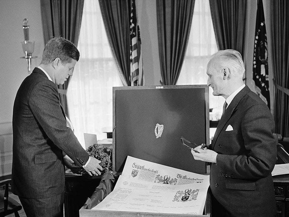 President John F. Kennedy celebrates St. Patrick's Day in 1961.