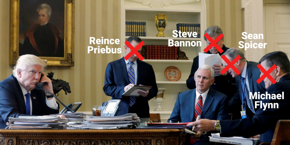 Bannon Trump Pence Priebus Spicer Flynn