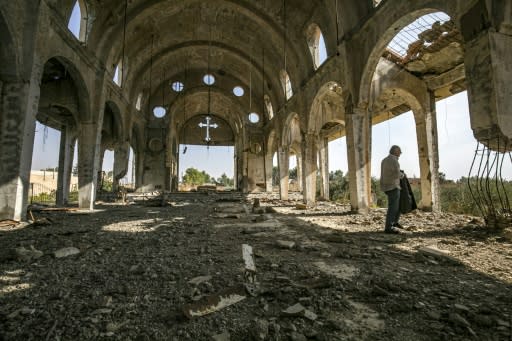 The church of the Virgin Mary in the Assyrian village of Tal Nasri was destroyed by the Islamic State group in 2015