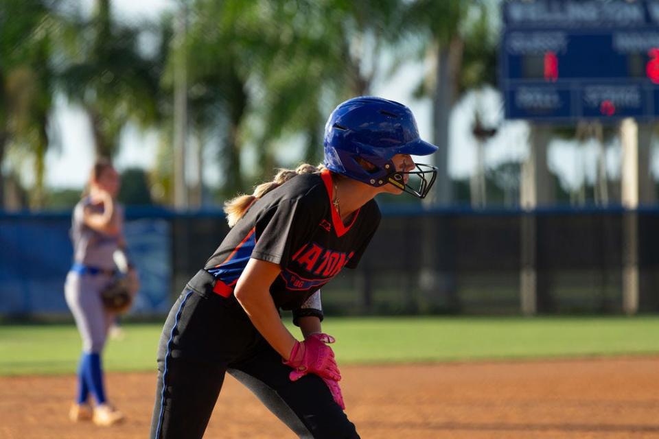 Wellington softball faces off with Palm Beach Gardens in a district championship game on May 2, 2024.